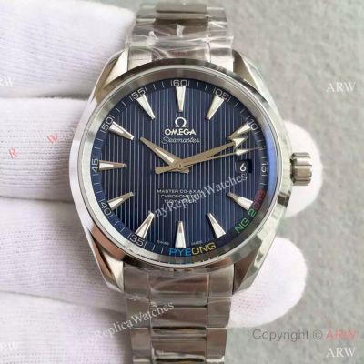 Swiss Replica Omega Seamaster Aqua Terra Watch Stainless Steel Blue Dial